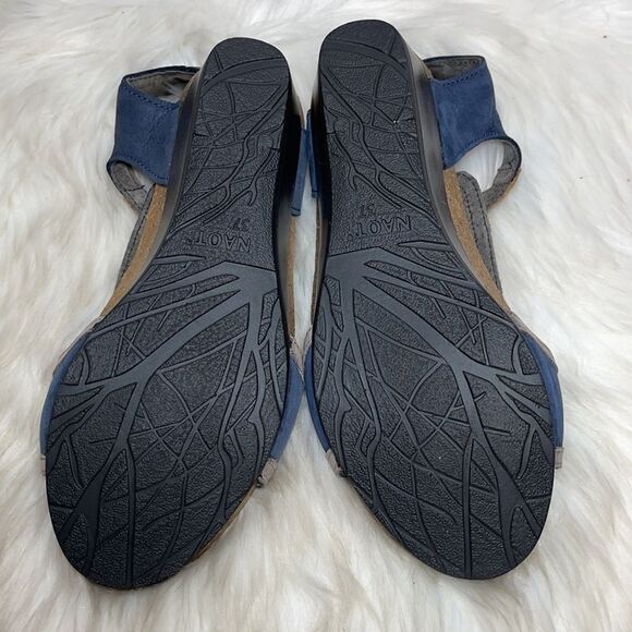 Naot Fiona Navy Ankle Strap Wedge Sandals Sz 37/6 - Picture 7 of 7